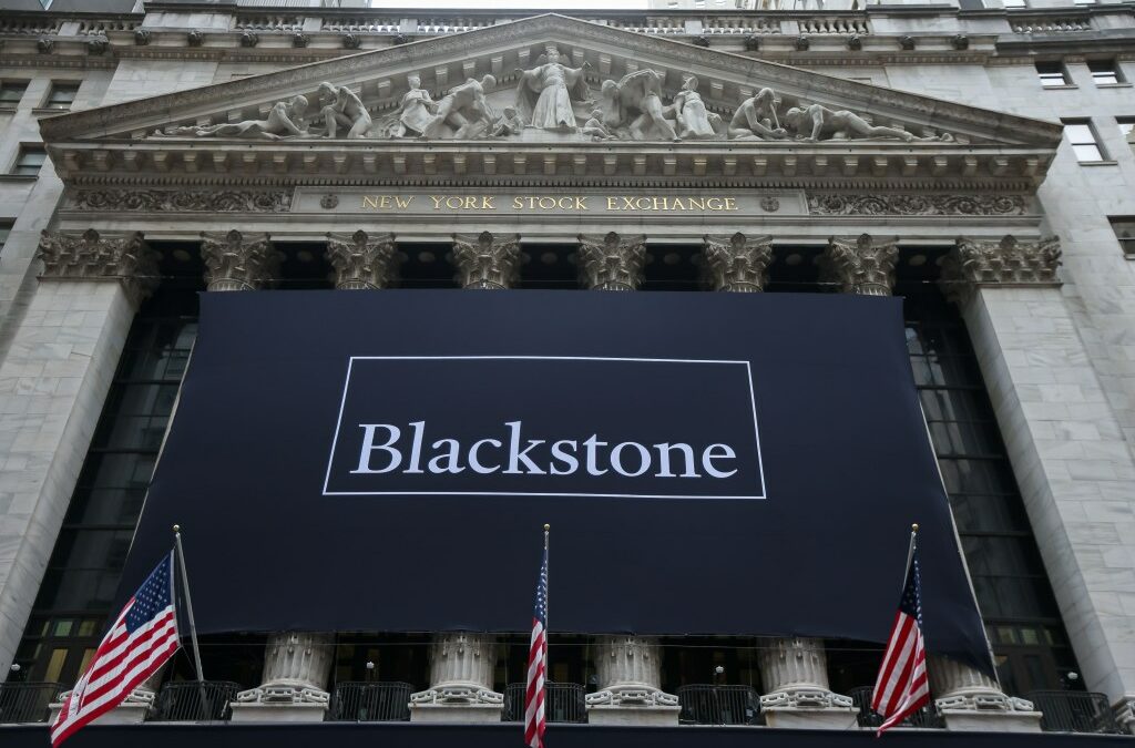 Blackstone Digital Infrastructure Trust Inc. signage during the company's initial public offering (IPO) at the New York Stock Exchange (NYSE) in New York, US, on Thursday, May 14, 2026.