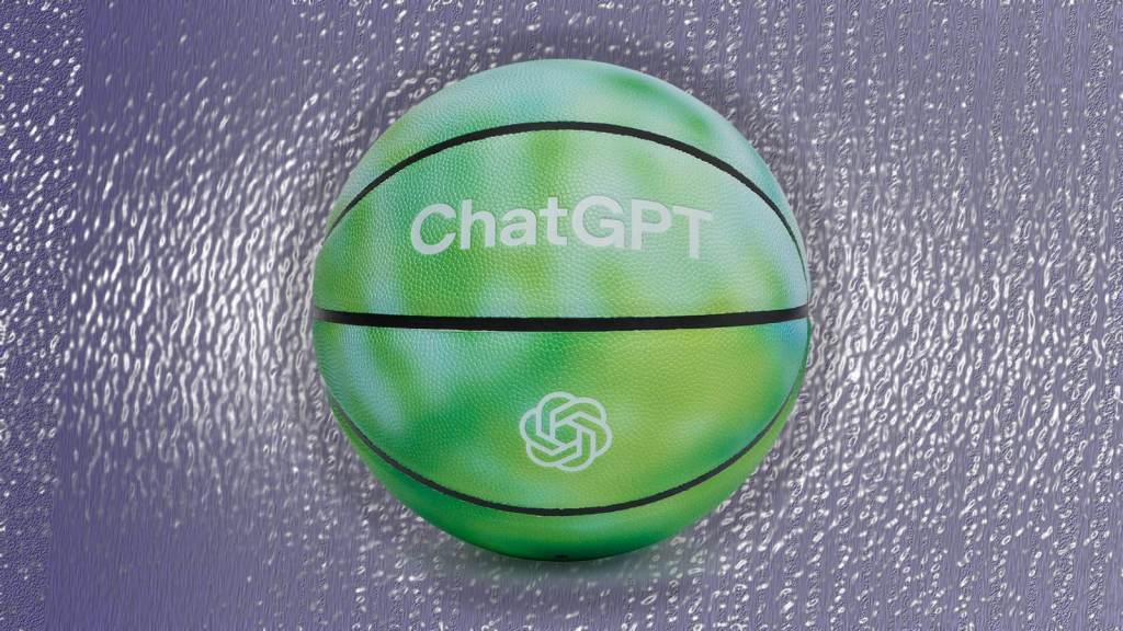 green basketball with ChatGPT logo
