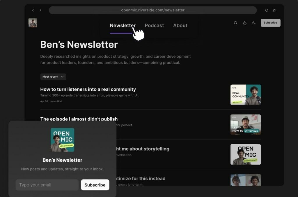 newsletter webpage