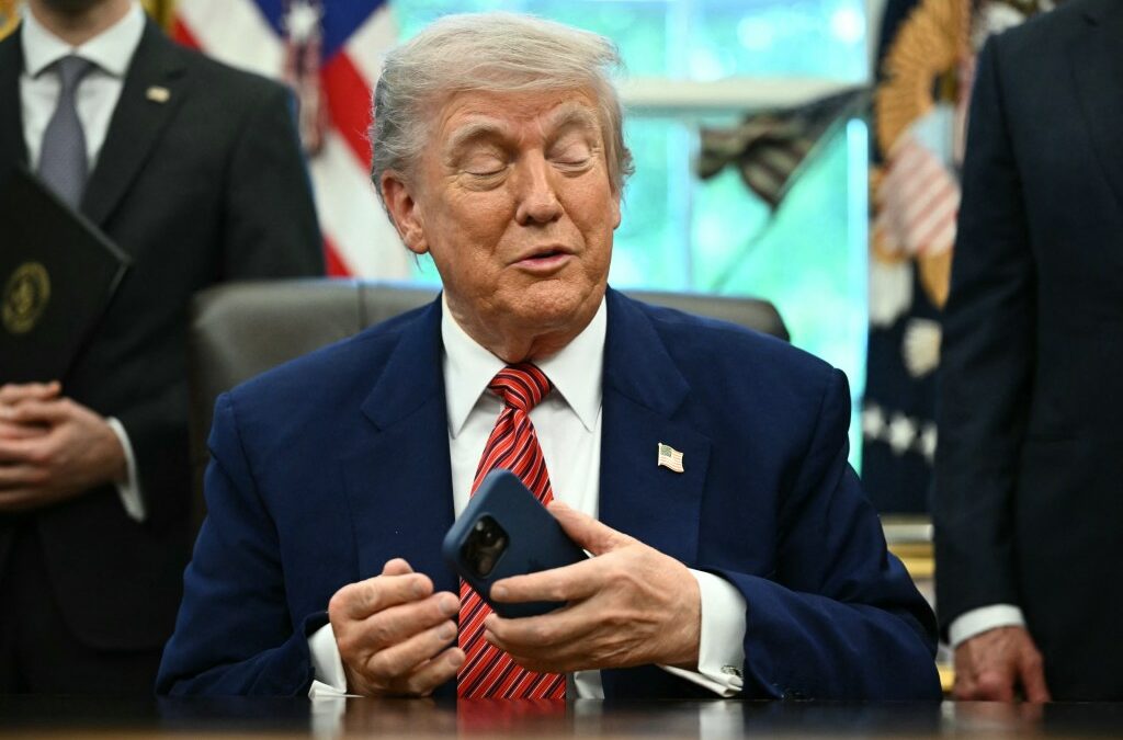 US President Donald Trump speaks after signing executive orders in the Oval Office of the White House in Washington, DC, on May 23, 2025.