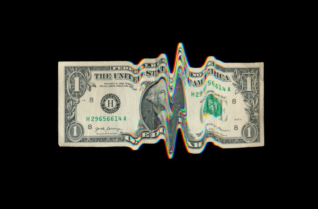 glitched/crumpled dollar bill