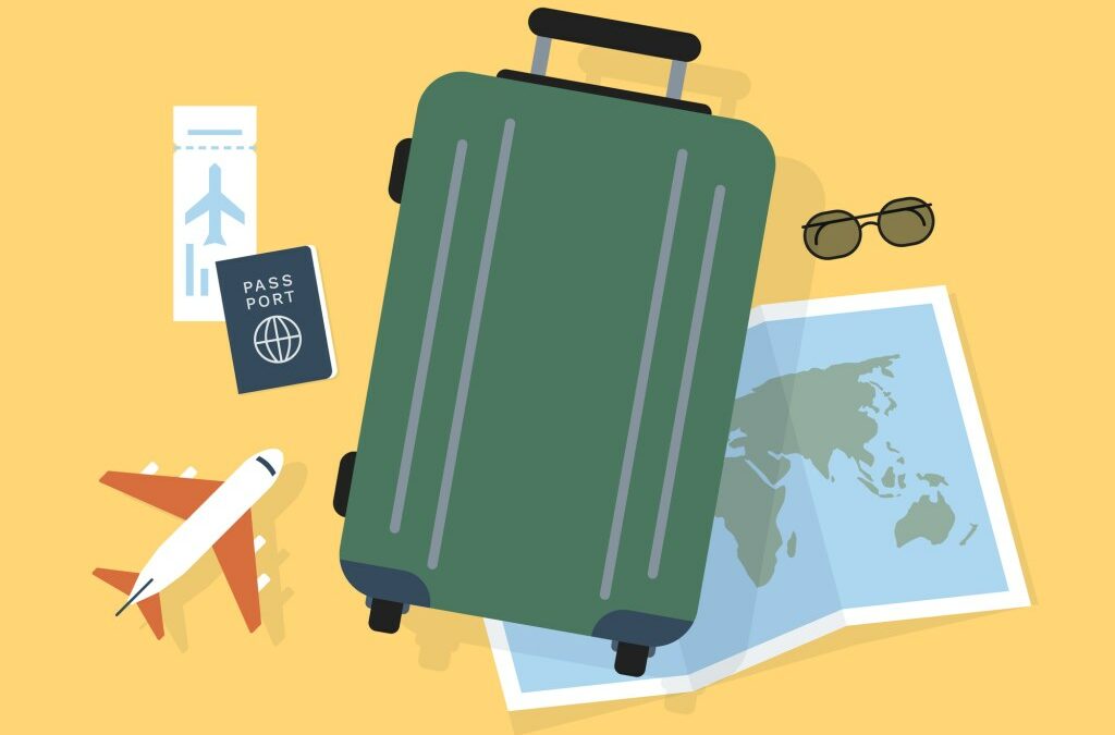World travel illustration with luggage