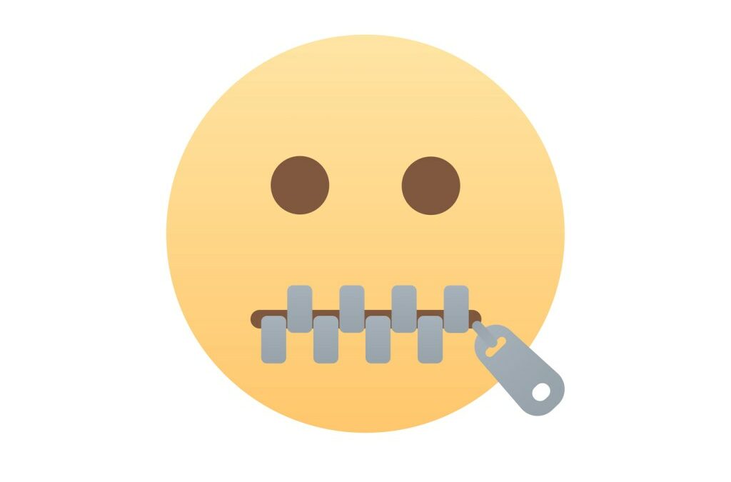 Flat Design Smiley Face with zipped lips