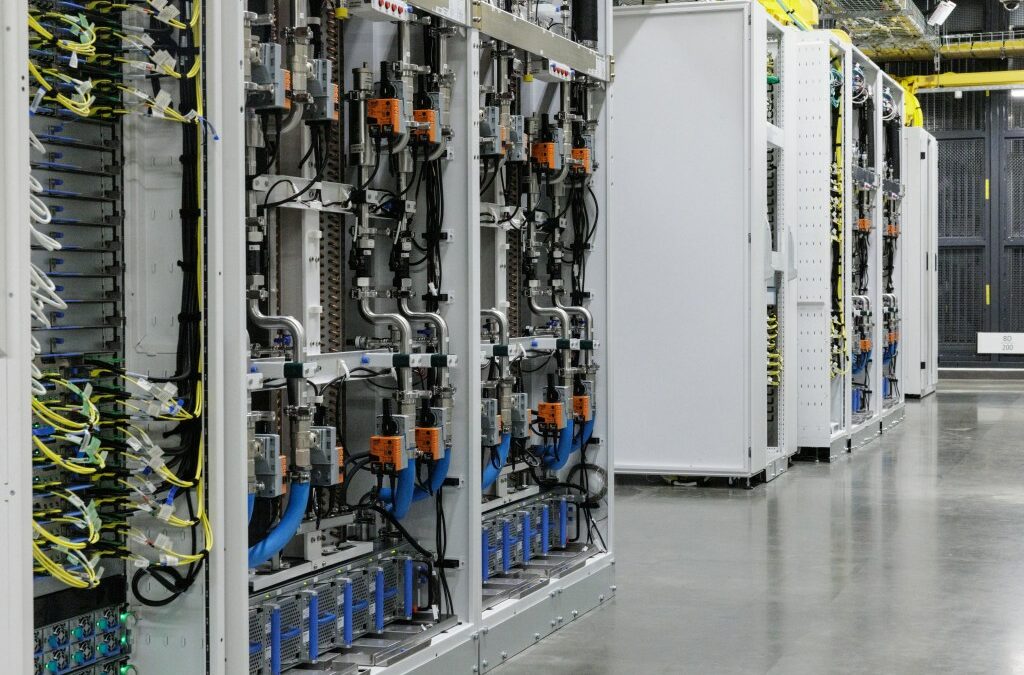 racks of GPUs (graphics processing units) with a closed-loop liquid cooling system are seen inside an operational Microsoft data centre in Karawang, West Java.