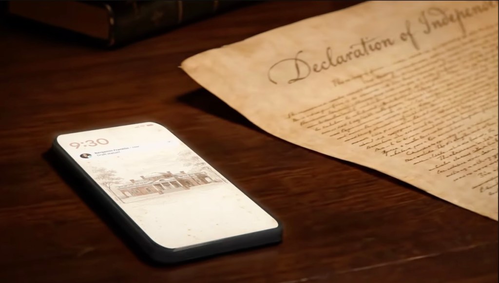 Screenshot of Google's Declaration of Independence commercial