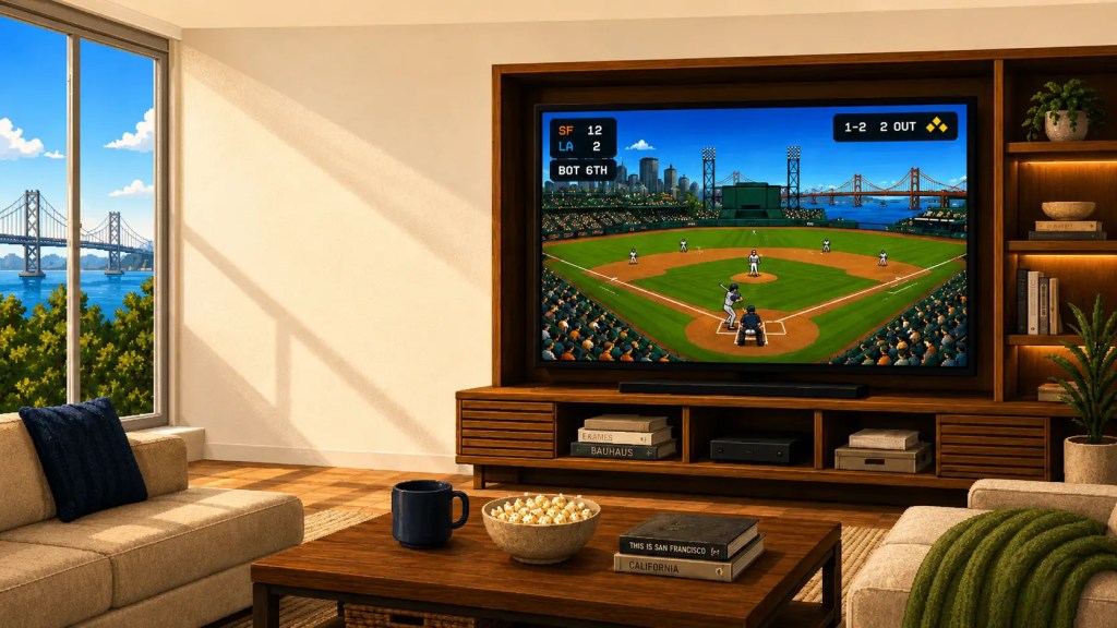 Ribbie broadcast on large tv