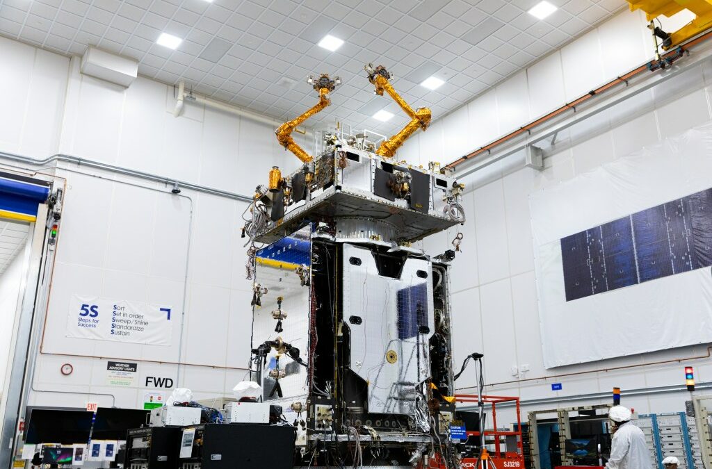 Northrop Grumman's MRV stretches its arms before being packed into a rocket faring.