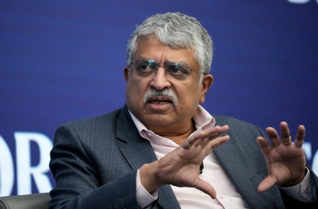 Infosys co-founder Nandan Nilekani speaks at the Semafor World Economic Summit on April 12, 2023 in Washington, DC.