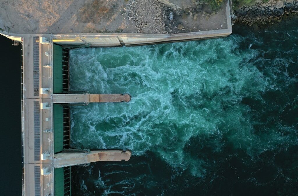 The Palo Verde Diversion Dam on the Colorado River near Ehrenberg, Arizona.