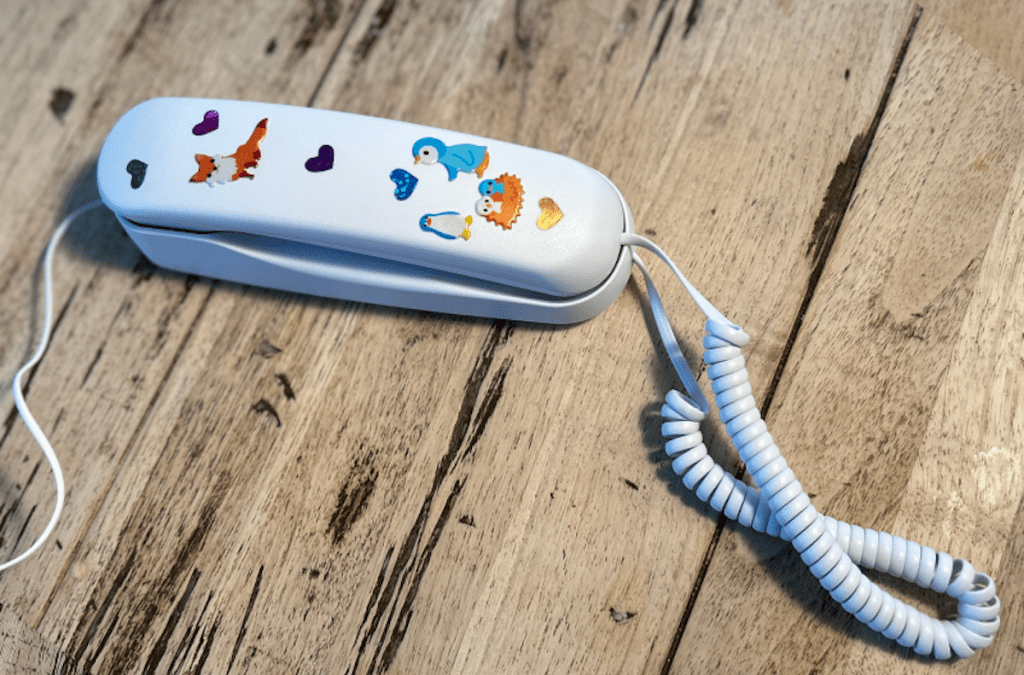 Pinwheel phone decorated with stickers