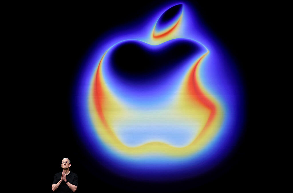 Apple CEO Tim Cook speaks during the keynote address at an Apple special event on September 09, 2025 in Cupertino, California.